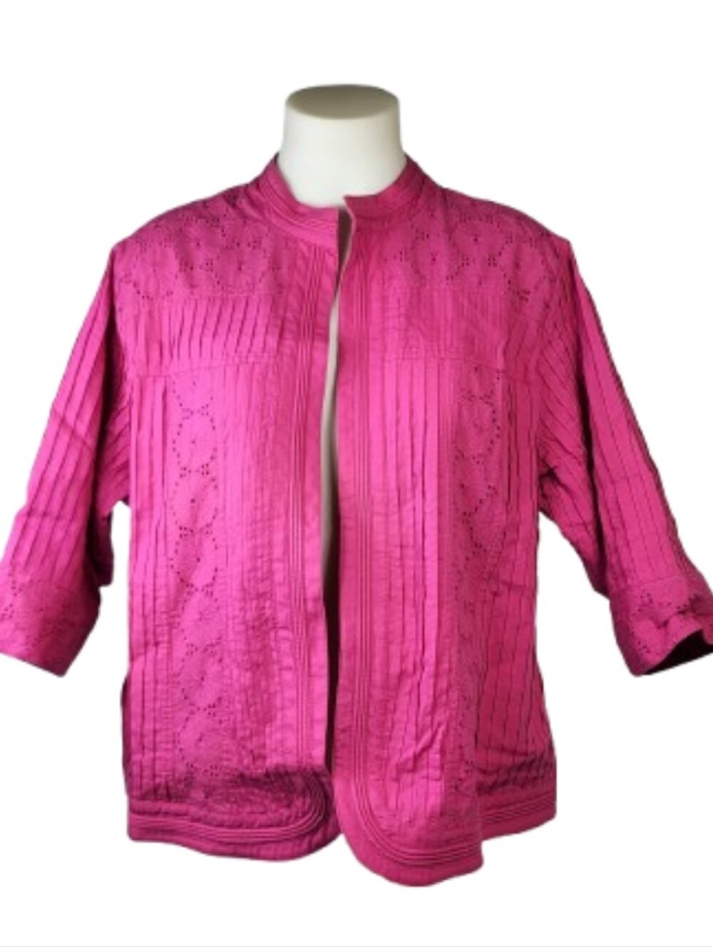 Tanjay Vibrant Pink Quilted Open Jacket Sz 16P